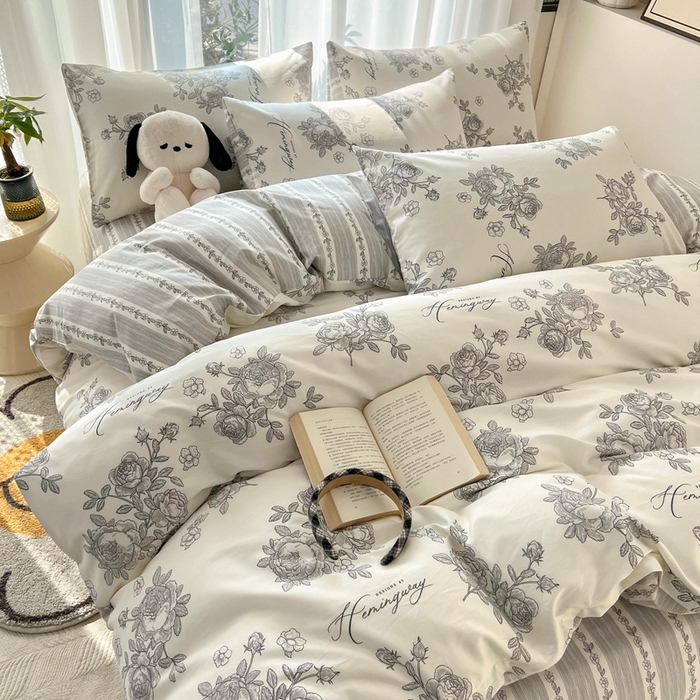 91家纺网 家纺一手货源 找家纺 HL原创 2024新款13070全棉40s单被套 法式庄园