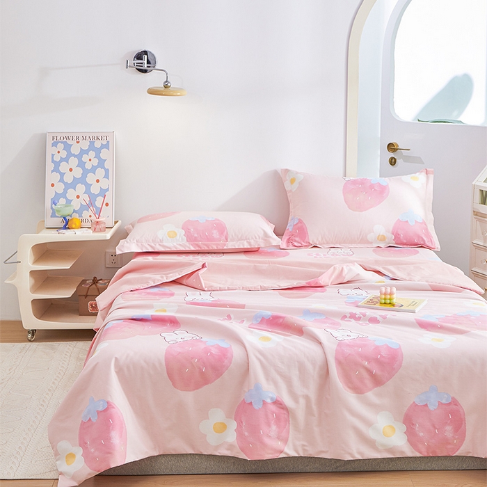 91家纺网 家纺一手货源 找家纺 元元被芯 2024新款全棉小清新夏被四件套-单夏被 哈尼-粉