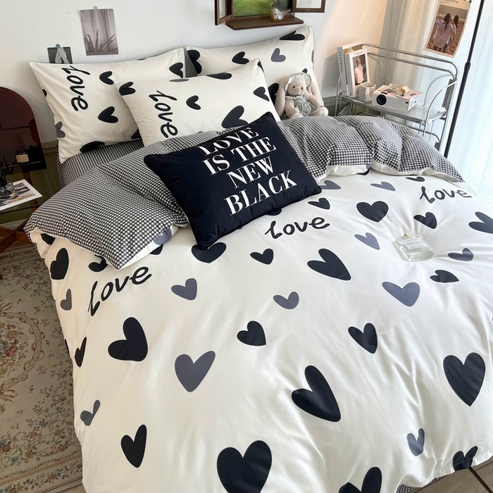 91家纺网 家纺一手货源 找家纺 HL原创 2024新款13070全棉40s单被套 爱心LOVE