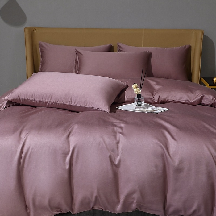 91家纺网 家纺一手货源 找家纺 晶缦家纺 2024新款100S全棉贡缎长绒棉纯色四件套和单品-纯沐系列 四件套 纯沐-帛咖色