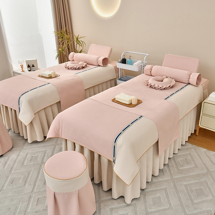 91家纺网 家纺一手货源 找家纺 莉人坊 2024款清雅裙摆米啦棉床罩 烟粉