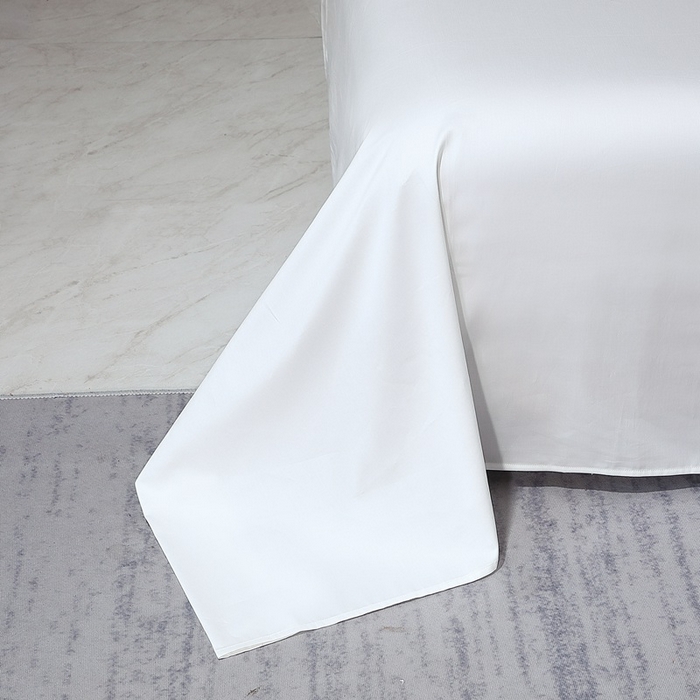 91家纺网 家纺一手货源 找家纺 晶缦家纺 2024新款100S全棉贡缎长绒棉纯色四件套和单品-纯沐系列 单床单 纯沐-绅士白