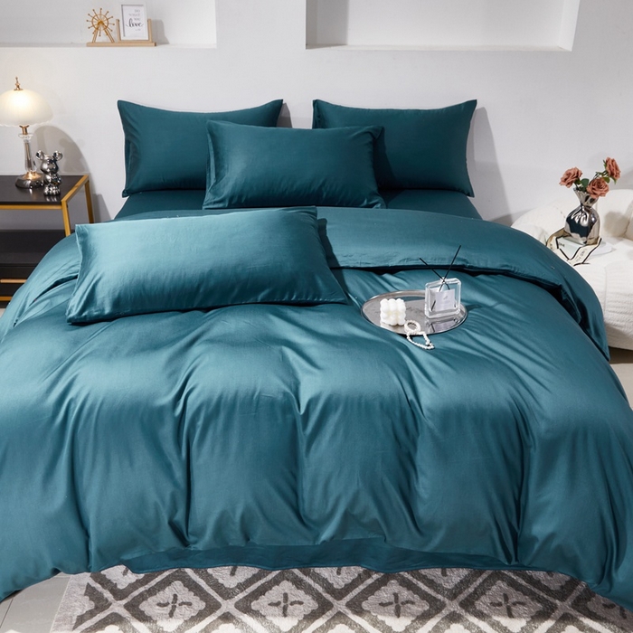 91家纺网 家纺一手货源 找家纺 晶缦家纺 2024新款全棉60支贡缎长绒棉纯色多规格四件套和单品-琅夕系列 单被套 琅夕-猫眼绿