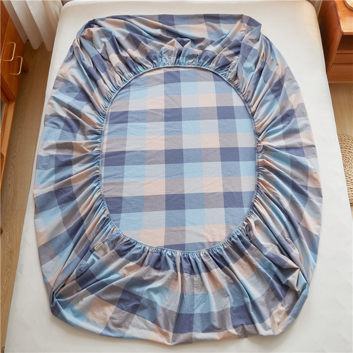 91家纺网 家纺一手货源 找家纺 喜居 2024新款A类色织纯棉水洗棉100%新疆棉全棉床笠 晨曦格