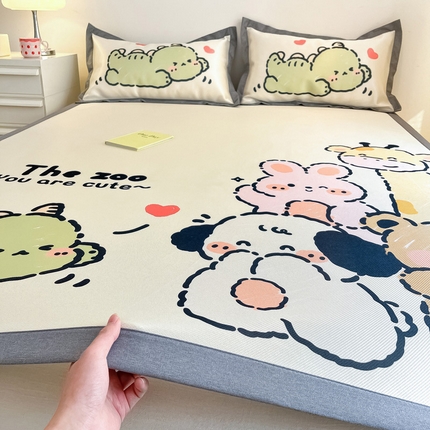 91家纺网 家纺一手货源 找家纺 （总）柒月 2024新款大版数码印花1600D加厚碳光冰丝席