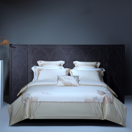 91家纺网 家纺一手货源 找家纺 （总）高大尚2025春夏新品长绒棉高端绣花四件套-香榭丽