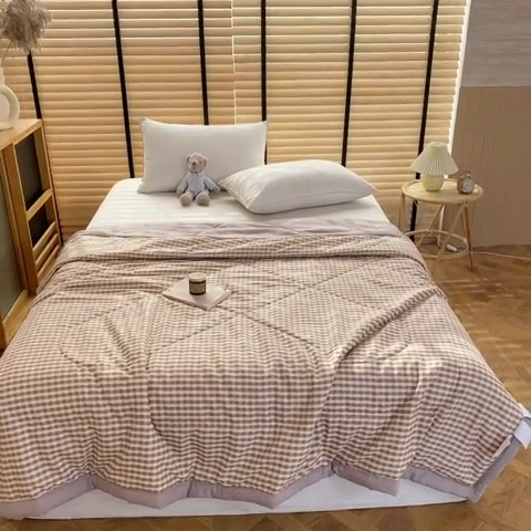 91家纺网 家纺一手货源 找家纺 梦恬佳2024新款无印风水洗棉夏被-米小格
