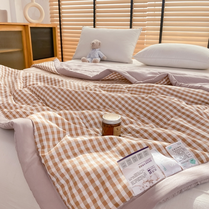 91家纺网 家纺一手货源 找家纺 梦恬佳2024新款无印风水洗棉夏被-米小格