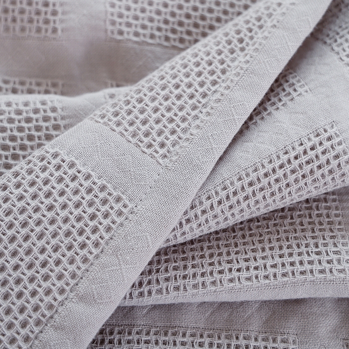91家纺网 家纺一手货源 找家纺 朴尔家纺 2024新款全棉质朴方格风立体华夫格透气纱布枕巾/对 方格华夫格-灰枕巾