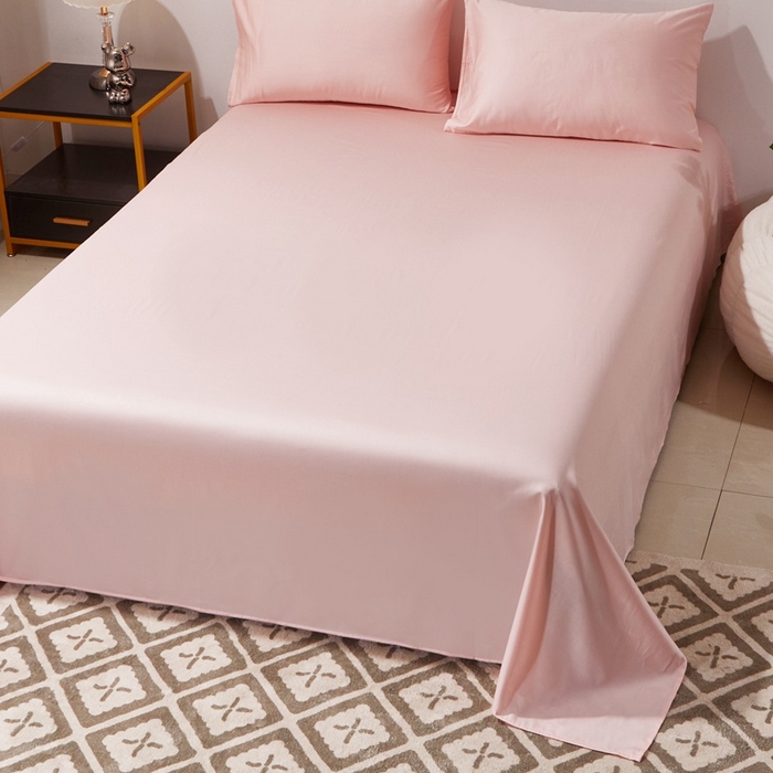 91家纺网 家纺一手货源 找家纺 晶缦家纺 2024新款全棉60支贡缎长绒棉纯色多规格四件套和单品-琅夕系列 单床单 琅夕-浅粉玉