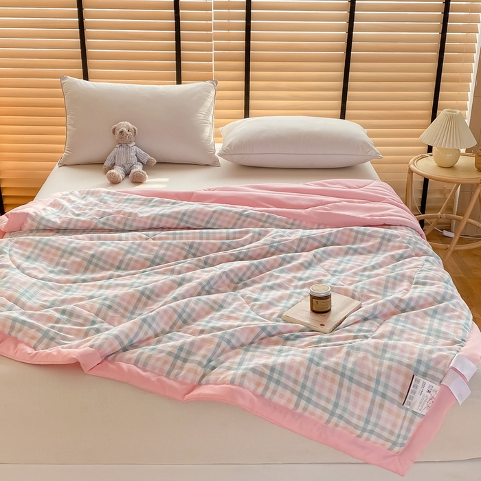 91家纺网 家纺一手货源 找家纺 梦恬佳2024新款无印风水洗棉夏被-冰淇淋格