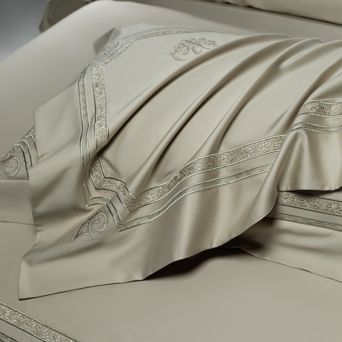 91家纺网 家纺一手货源 找家纺 高大尚2025春夏新品长绒棉高端绣花四件套-法尔曼 法尔曼 卡其色