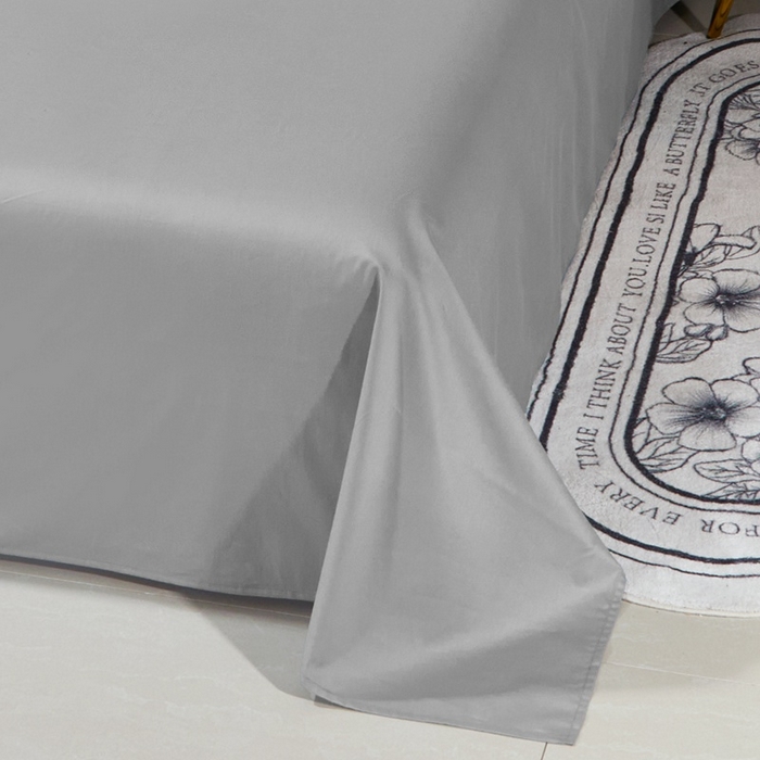 91家纺网 家纺一手货源 找家纺 晶缦家纺 2024新款喷气全棉13376纯棉斜纹纯色多规格四件套和单品-沐色系列 单床单 沐色-典雅灰