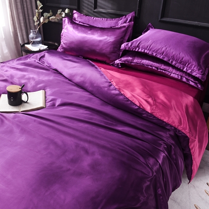 91家纺网 家纺一手货源 找家纺 经年 2025新款特价款丝绸冰丝单品套件系列 单被套 深紫玫红
