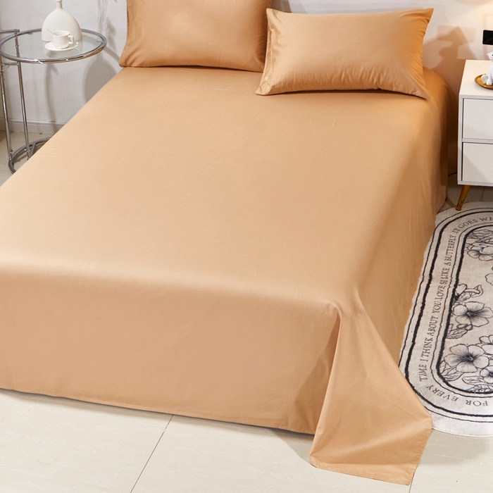 91家纺网 家纺一手货源 找家纺 晶缦家纺 2024新款喷气全棉13376纯棉斜纹纯色多规格四件套和单品-沐色系列 单床单 沐色-卡其