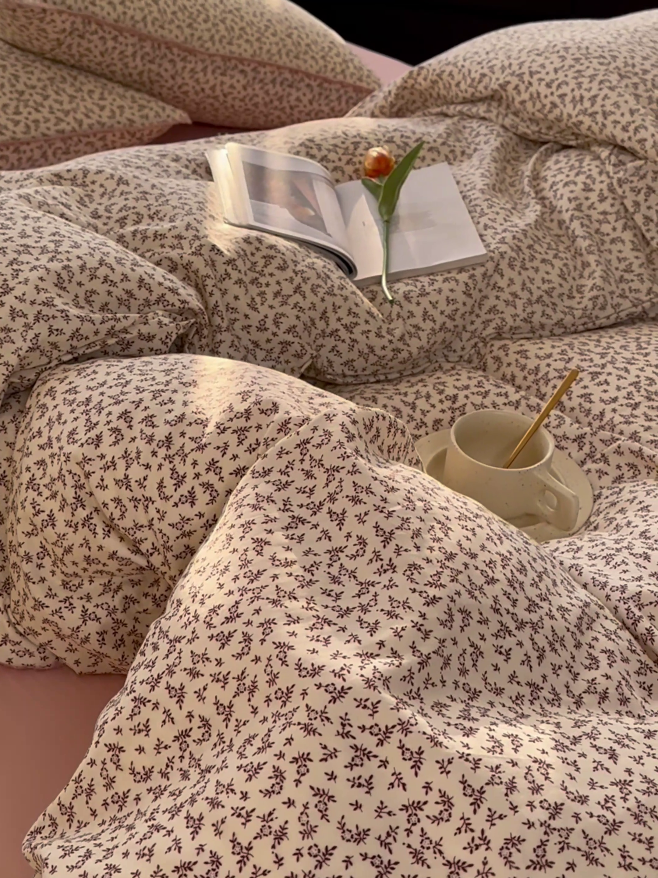 91家纺网 家纺一手货源 找家纺 洋铭区（原狠狠爱） 2024新款全棉双层纱四件套 小海棠