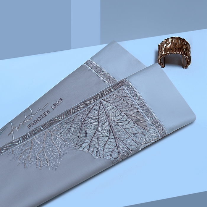 91家纺网 家纺一手货源 找家纺 高大尚2025春夏新品长绒棉高端绣花四件套-香榭丽 香榭丽-绅士灰