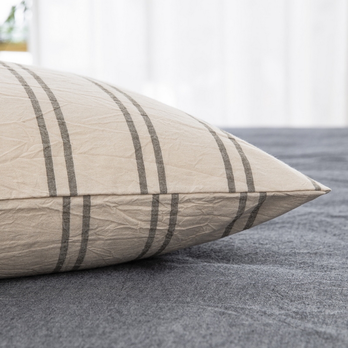 91家纺网 家纺一手货源 找家纺 大黄蜂家居家纺 2025新款日式纯棉水洗棉信封式枕套 复古绿条