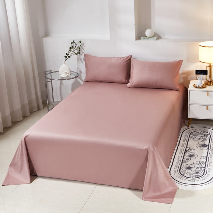 91家纺网 家纺一手货源 找家纺 晶缦家纺 2024新款喷气全棉13376纯棉斜纹纯色多规格四件套和单品-沐色系列 单床单 沐色-奶咖