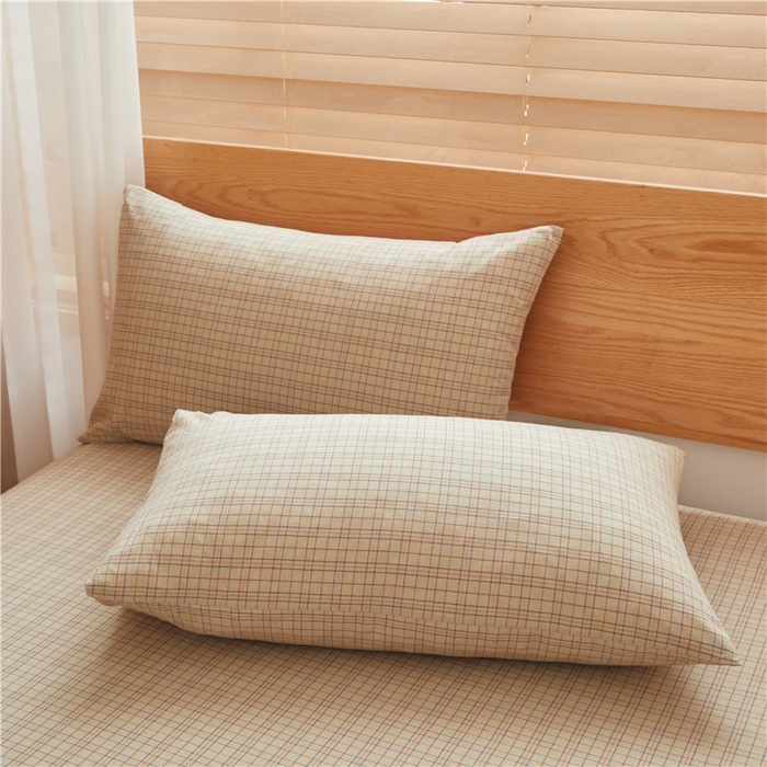 91家纺网 家纺一手货源 找家纺 喜居 2024新款A类色织纯棉水洗棉100%新疆棉全棉床笠 落日格