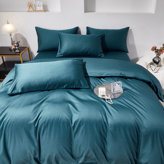 91家纺网 家纺一手货源 找家纺 晶缦家纺 2024新款全棉60支贡缎长绒棉纯色多规格四件套和单品-琅夕系列 单被套 琅夕-猫眼绿