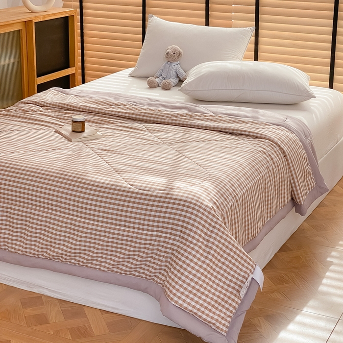 91家纺网 家纺一手货源 找家纺 梦恬佳2024新款无印风水洗棉夏被-米小格