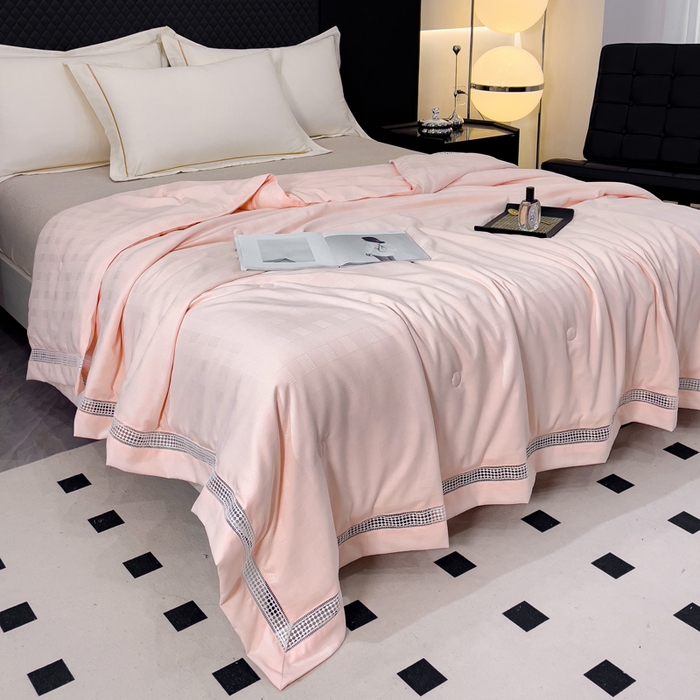 91家纺网 家纺一手货源 找家纺 优姿家纺  2024新品凉感生态提花大豆镂空抑菌夏被 格调优美-经典王