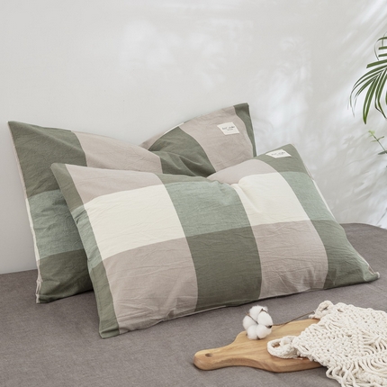 91家纺网 家纺一手货源 找家纺 （总）大黄蜂家居家纺 2025新款日式纯棉水洗棉信封式枕套