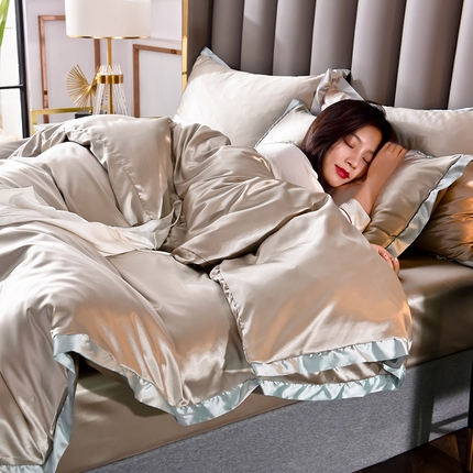 91家纺网 家纺一手货源 找家纺 （总）5经年 2025年奢华真丝手感水洗冰丝天丝单被套直播爆款 初见系列