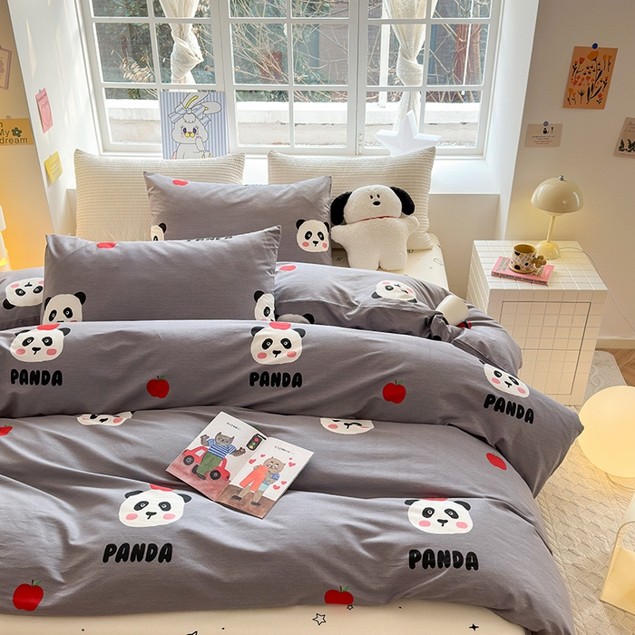 91家纺网 家纺一手货源 找家纺 怡家居 2024新品春款全棉印花四件套第一批花色-卡通类萌宝熊猫