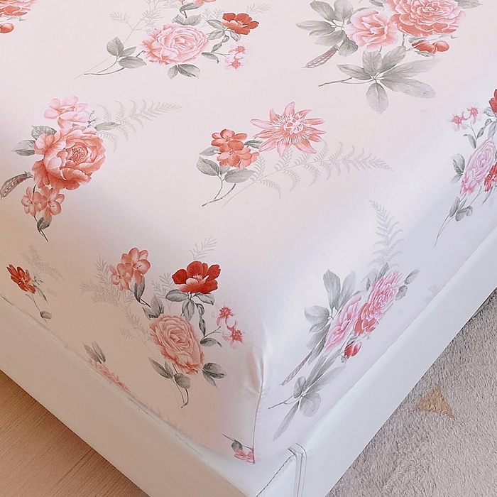 91家纺网 家纺一手货源 找家纺 洺兰家居 2025新款全棉喷气印花单床笠纯棉小清新花卉北欧风床套/枕套 国色天香