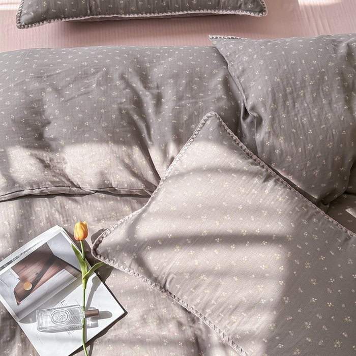 91家纺网 家纺一手货源 找家纺 洋铭区（原狠狠爱） 2024新款全棉双层纱四件套 清雅紫花