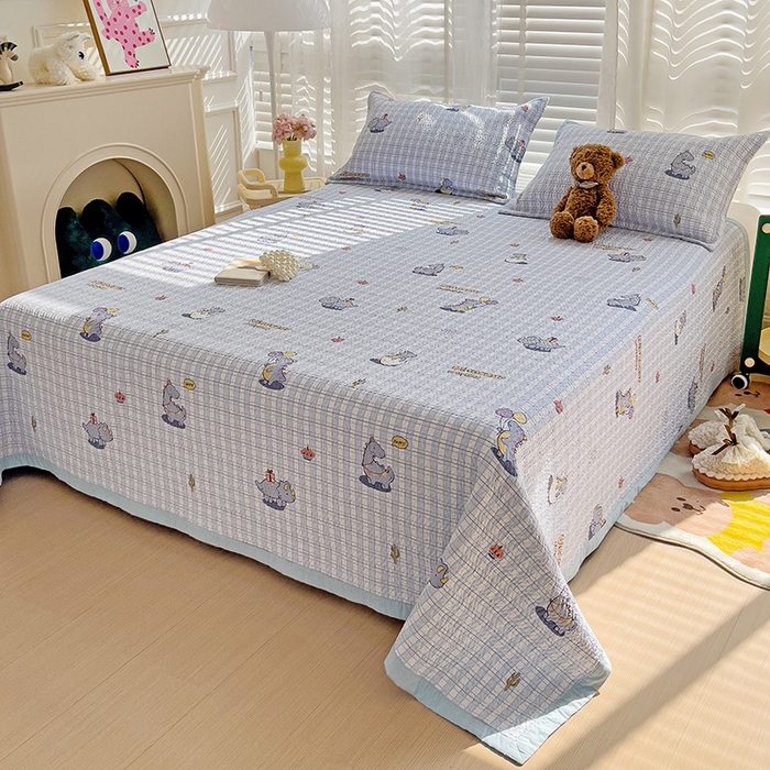 91家纺网 家纺一手货源 找家纺 2024新款A类60支双面全棉高温水洗夹棉单床盖填充新疆棉花 可爱恐龙