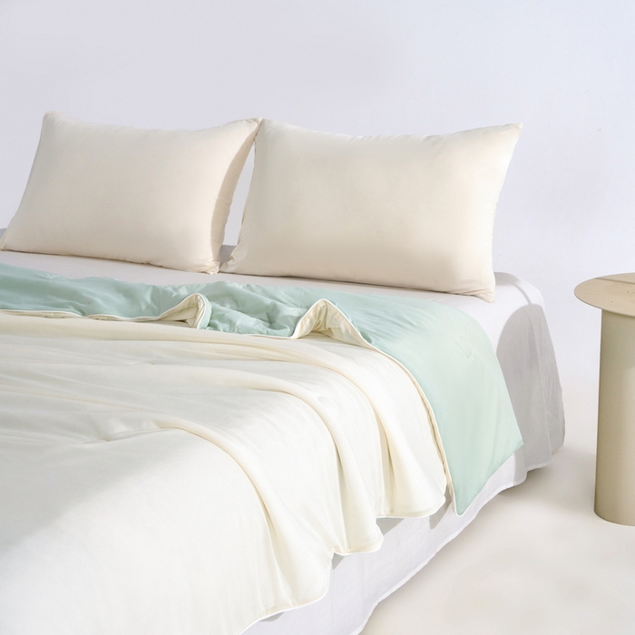 91家纺网 家纺一手货源 找家纺 梦恬佳2024新款A类冰淇凌凉感丝夏被 奶油杏