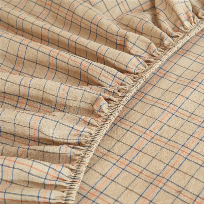 91家纺网 家纺一手货源 找家纺 喜居 2024新款A类色织纯棉水洗棉100%新疆棉全棉床笠 落日格