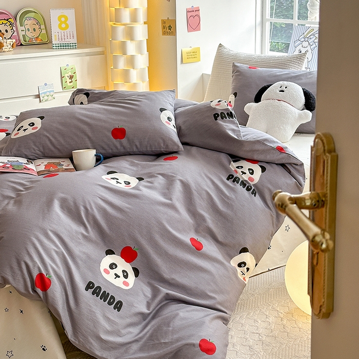 91家纺网 家纺一手货源 找家纺 怡家居 2024新品春款全棉印花四件套第一批花色-卡通类萌宝熊猫