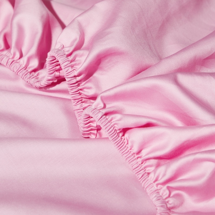 91家纺网 家纺一手货源 找家纺 晶缦家纺 2024新款全棉60支贡缎长绒棉纯色多规格四件套和单品-琅夕系列 单床笠 琅夕-粉红色