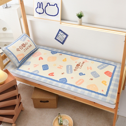 91家纺网 家纺一手货源 找家纺 多乐家纺 2024新款学生床数码大版印花冰丝凉席 今日开心-蓝