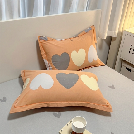 91家纺网 家纺一手货源 找家纺 尚帛 2024新款新疆棉磨毛印花单品枕套 倾心-桔