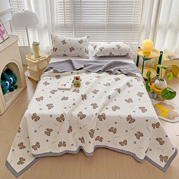 91家纺网 家纺一手货源 找家纺 胜权家纺 2024新款A类60支双面全棉高温水洗夹棉床盖三件套 幸运结