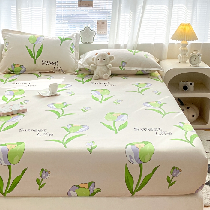 91家纺网 家纺一手货源 找家纺 久云居2024A类印花磨毛防水床笠 郁金香