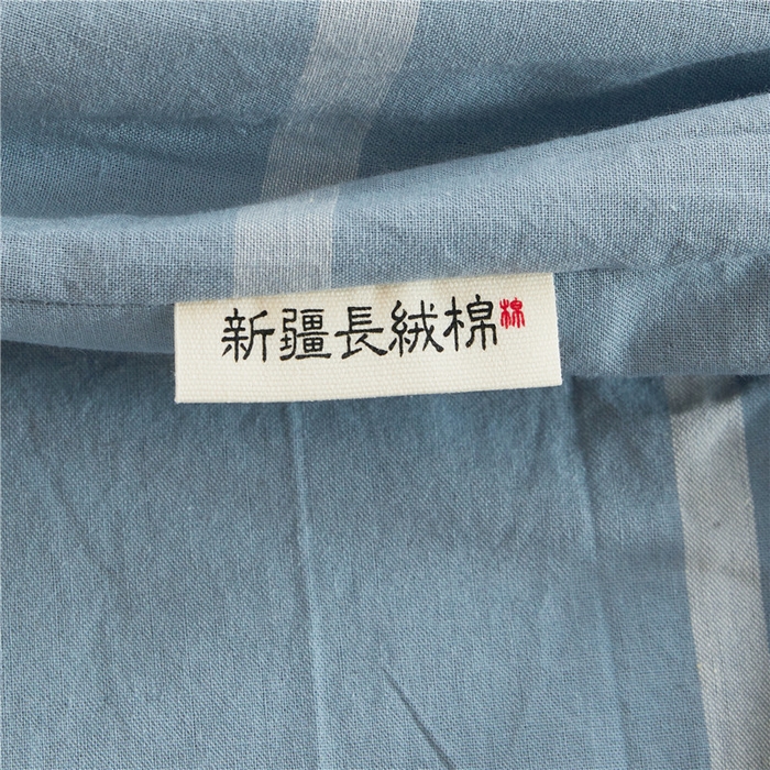 91家纺网 家纺一手货源 找家纺 喜居 2024新款A类色织纯棉水洗棉100%新疆棉全棉床笠 格调蓝