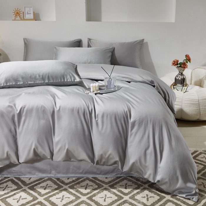 91家纺网 家纺一手货源 找家纺 （总）晶缦家纺 2025新款全棉60支贡缎长绒棉纯色多规格四件套和单品-琅夕系列 四件套