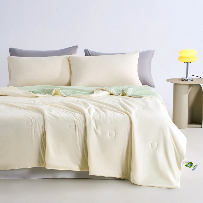 91家纺网 家纺一手货源 找家纺 梦恬佳2024新款A类冰淇凌凉感丝夏被 奶油杏