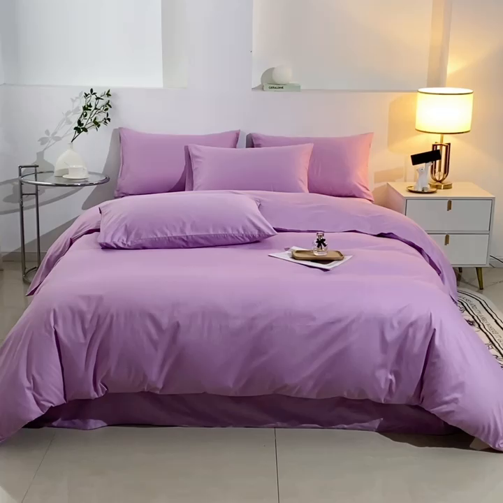 91家纺网 家纺一手货源 找家纺 （总）晶缦家纺 2025新款喷气全棉13376纯棉斜纹纯色多规格四件套和单品-沐色系列 单枕套