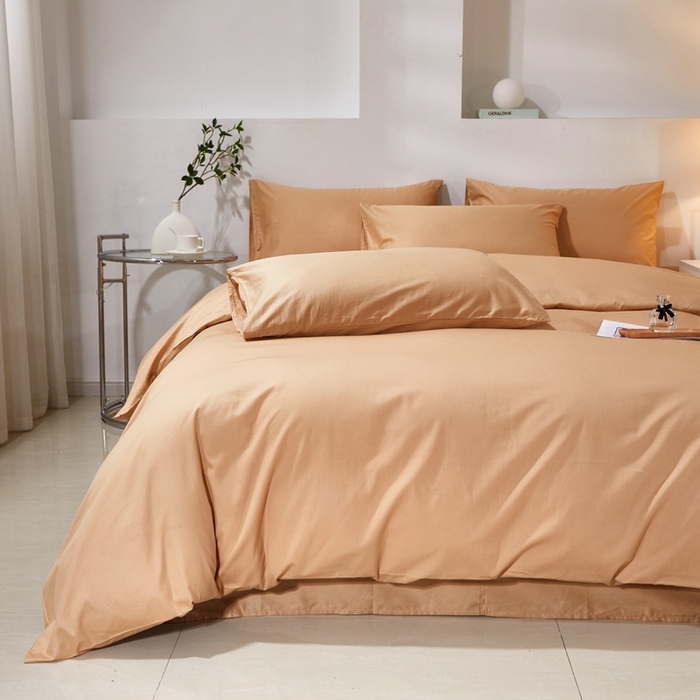 91家纺网 家纺一手货源 找家纺 晶缦家纺 2024新款喷气全棉13376纯棉斜纹纯色多规格四件套和单品-沐色系列 四件套 沐色-卡其