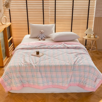 梦恬佳2024新款无印风水洗棉夏被-冰淇淋格