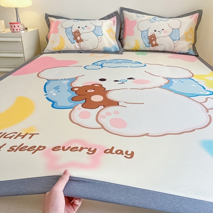 91家纺网 家纺一手货源 找家纺 （总）柒月 2024新款大版数码印花1600D加厚碳光冰丝席