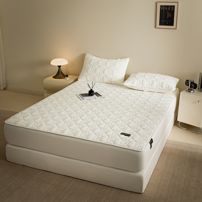 91家纺网 家纺一手货源 找家纺 芬晴家纺 2024新款A类全棉水洗棉抗菌床笠夹棉床笠奥兰 奥兰-奶白