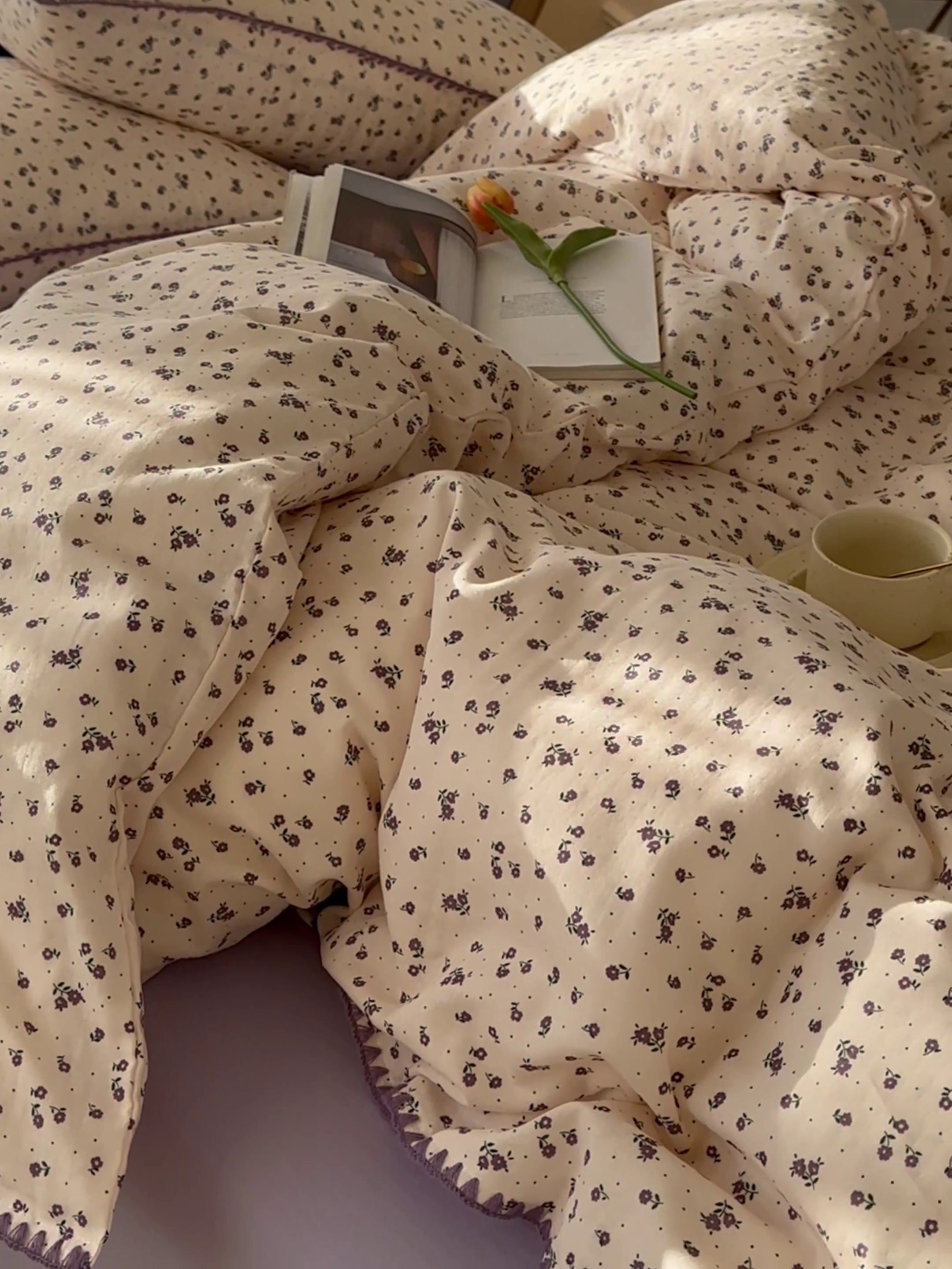 91家纺网 家纺一手货源 找家纺 洋铭区（原狠狠爱） 2024新款全棉双层纱四件套 幸运小花